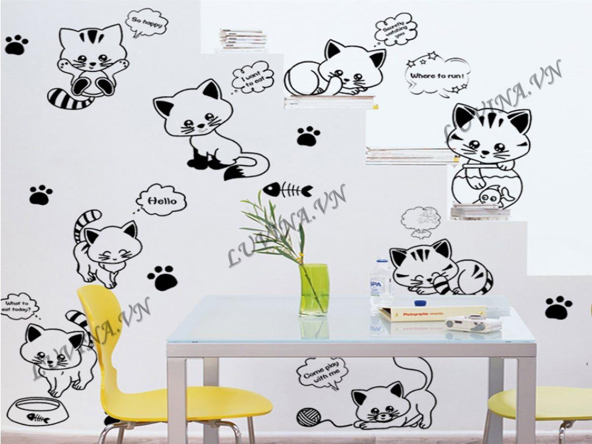 DECAL TRANG TRÍ MÈO NGỘ NGHĨNH