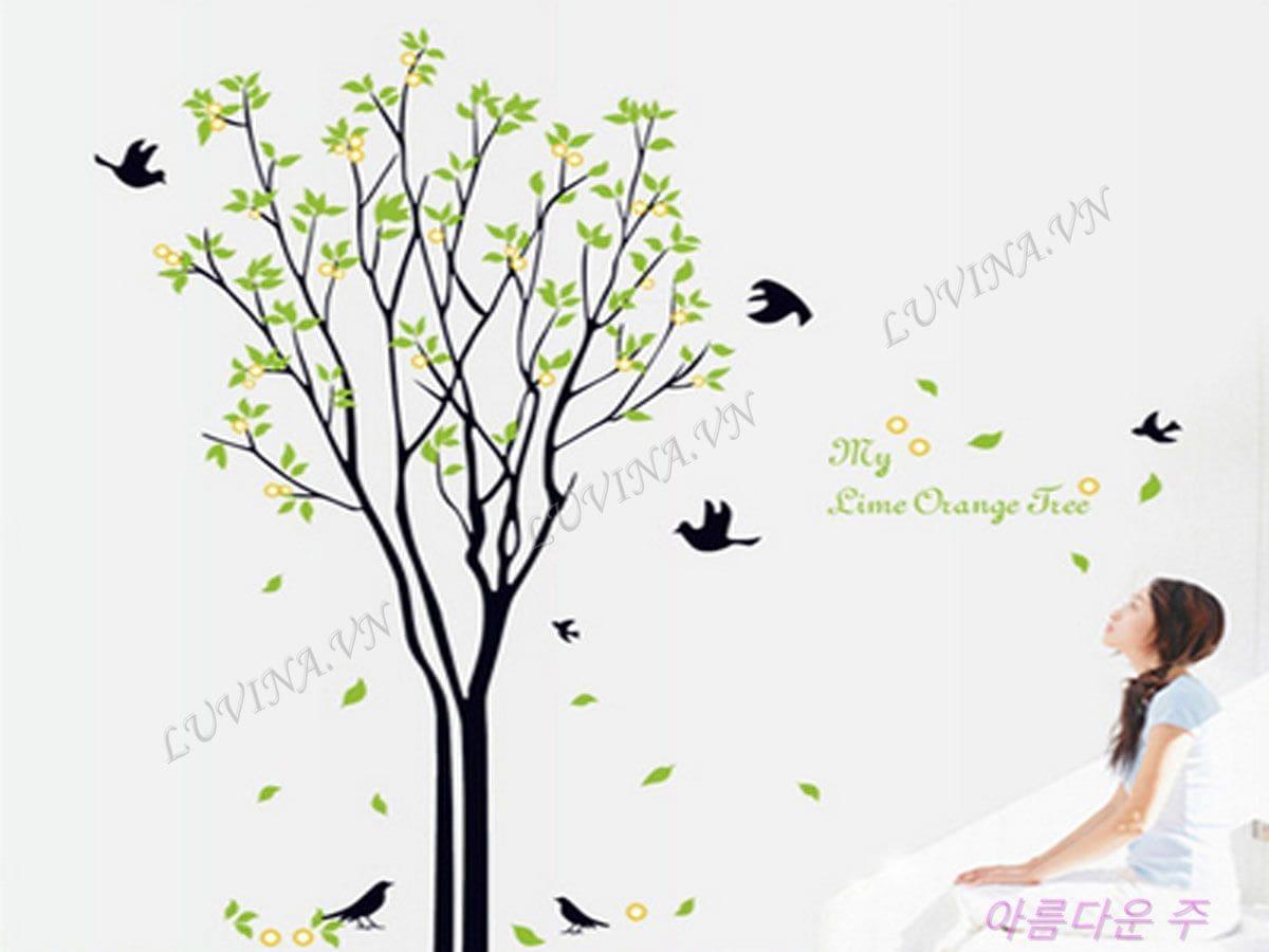 Decal trang trí Cây chim én