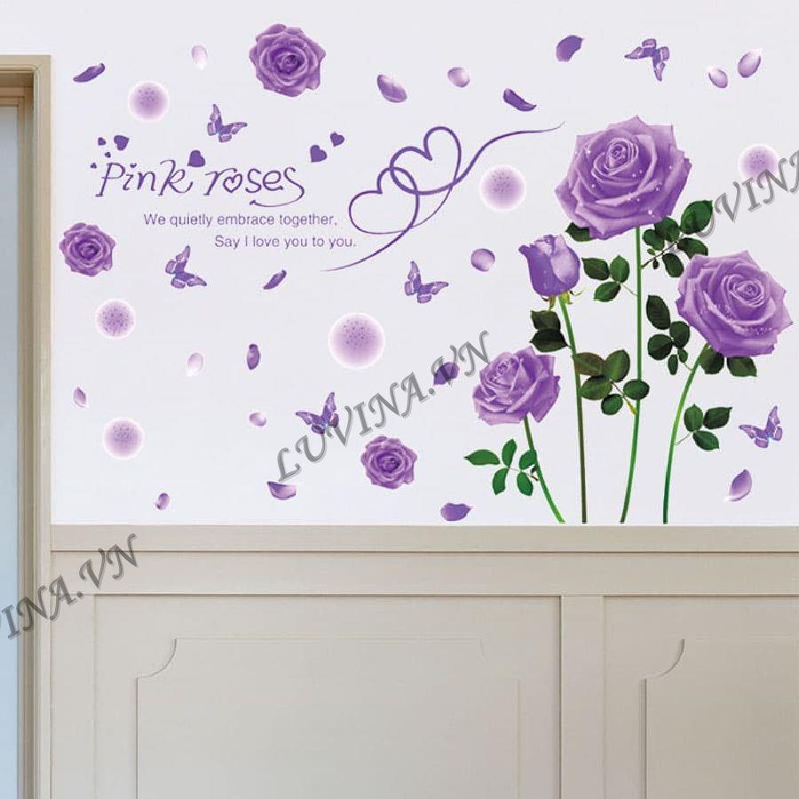 DECAL TRANG TRÍ CÀNH HỒNG TÍM